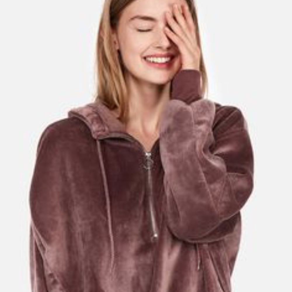 Express oversized velour sweatshirt purple